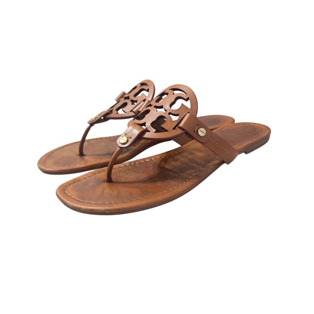 Tory Burch Miller Sandals Womens Vintage Vachetta Tan Leather Good Condition